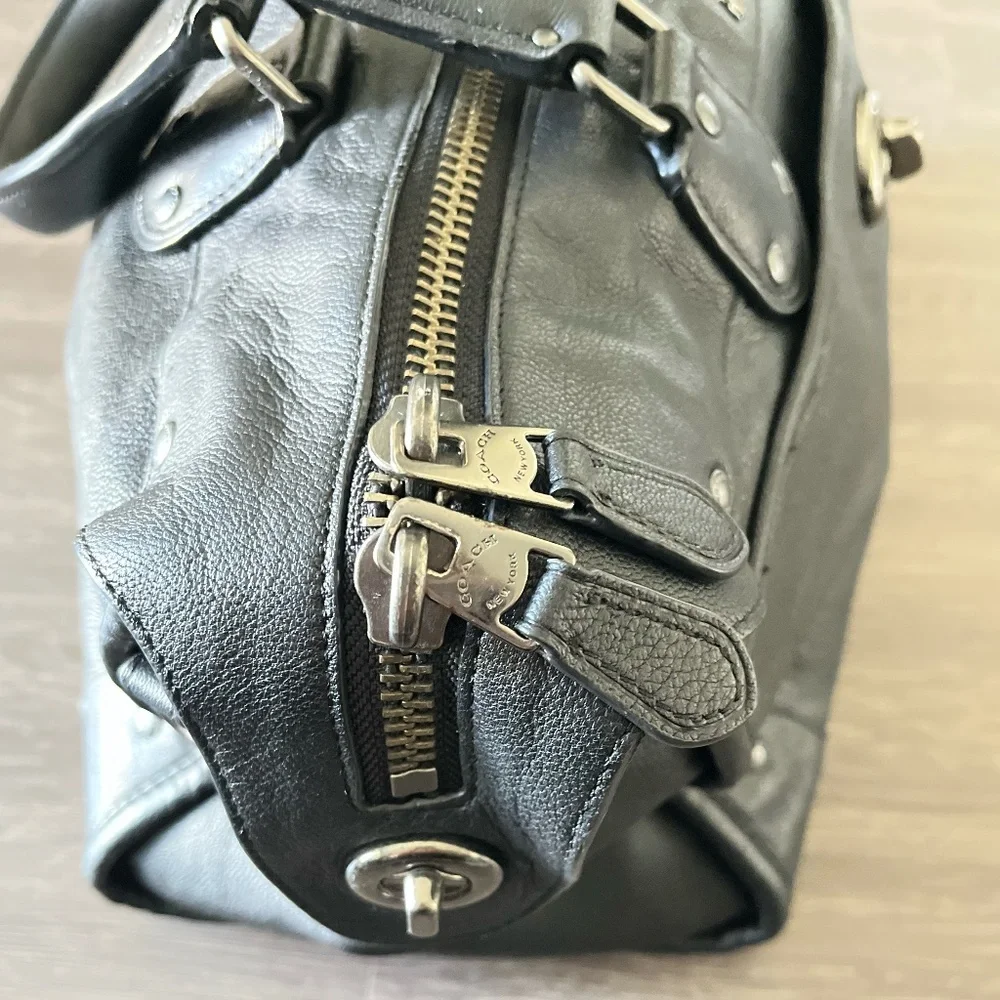 EUC!!! Coach Rhyder 1941 Collection Black Pebbled Leather Satchel Handbag - Picture 9 of 14